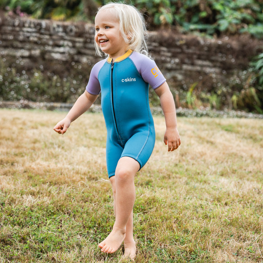 C-Skins NuWave C-KID Baby Front Zip Shorti Wetsuit 2026 - Steel Blue/Lilac