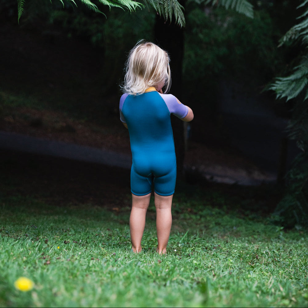 C-Skins NuWave C-KID Baby Front Zip Shorti Wetsuit 2026 - Steel Blue/Lilac