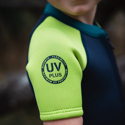 C-Skins NuWave C-KID Baby Front Zip Shorti Wetsuit 2026 - Bluestone/Lime