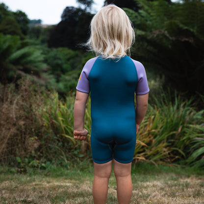 C-Skins NuWave C-KID Baby Front Zip Shorti Wetsuit 2026 - Steel Blue/Lilac