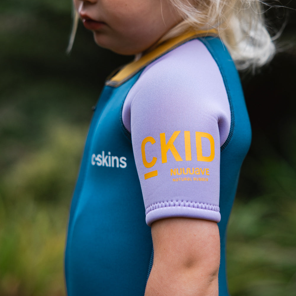 C-Skins NuWave C-KID Baby Front Zip Shorti Wetsuit 2026 - Steel Blue/Lilac