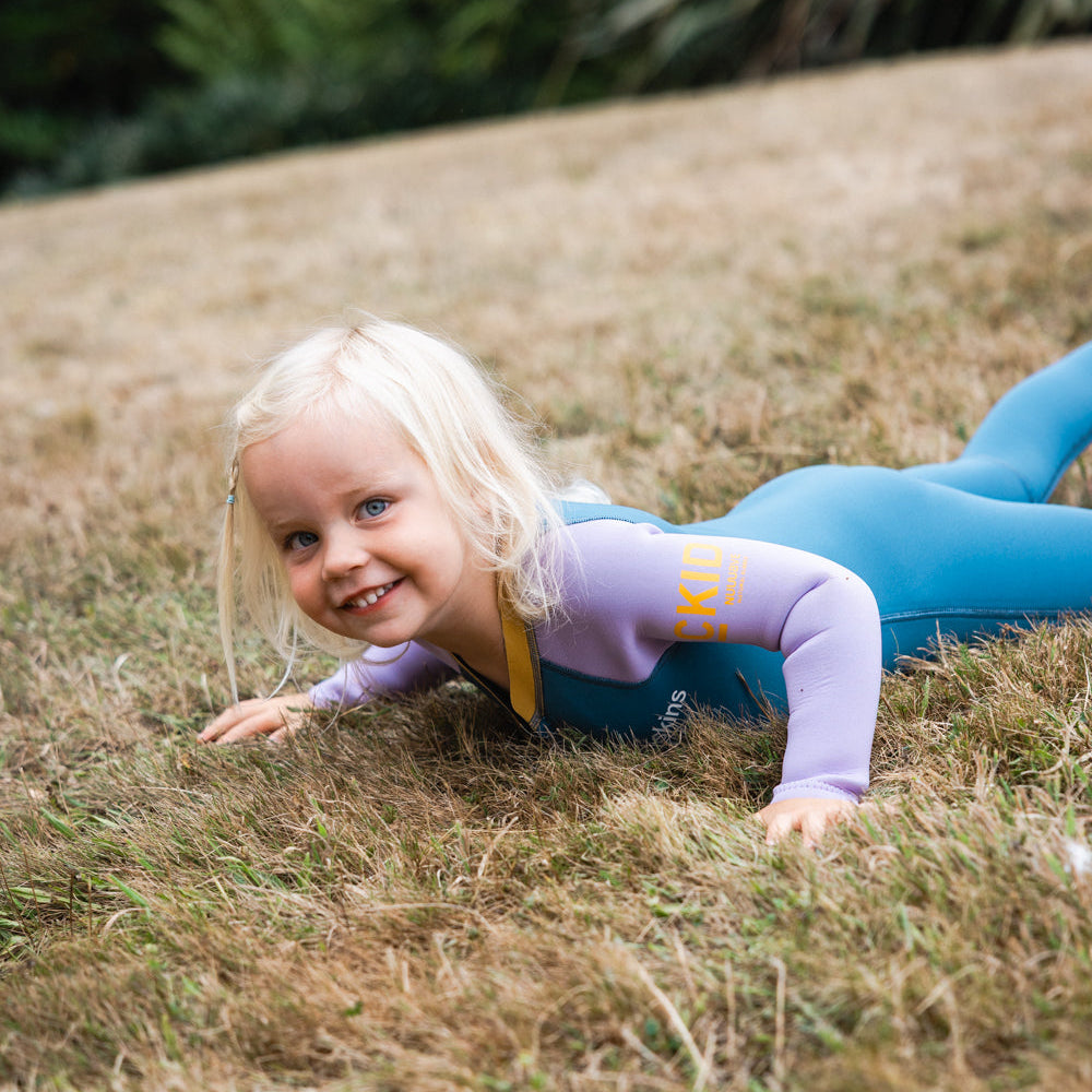 C-Skins NuWave C-KID Baby Front Zip Steamer Wetsuit 2026 - Steel Blue/ Lilac