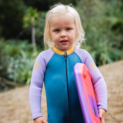 C-Skins NuWave C-KID Baby Front Zip Steamer Wetsuit 2026 - Steel Blue/ Lilac