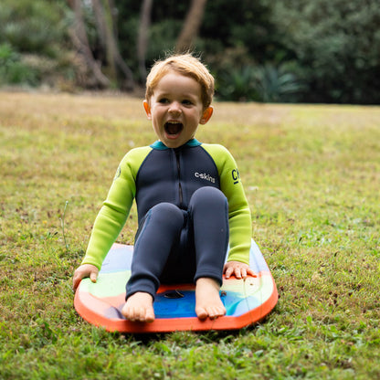 C-Skins NuWave C-KID Baby Front Zip Steamer Wetsuit 2026 - Bluestone/Lime