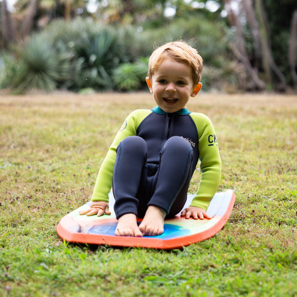 C-Skins NuWave C-KID Baby Front Zip Steamer Wetsuit 2026 - Bluestone/Lime