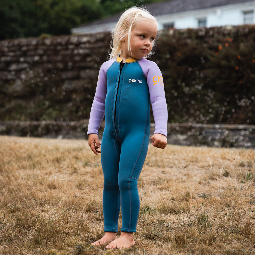 C-Skins NuWave C-KID Baby Front Zip Steamer Wetsuit 2026 - Steel Blue/ Lilac