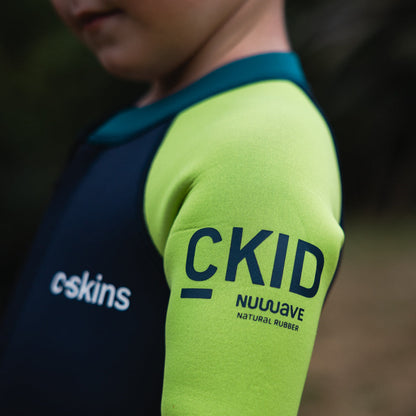 C-Skins NuWave C-KID Baby Front Zip Steamer Wetsuit 2026 - Bluestone/Lime