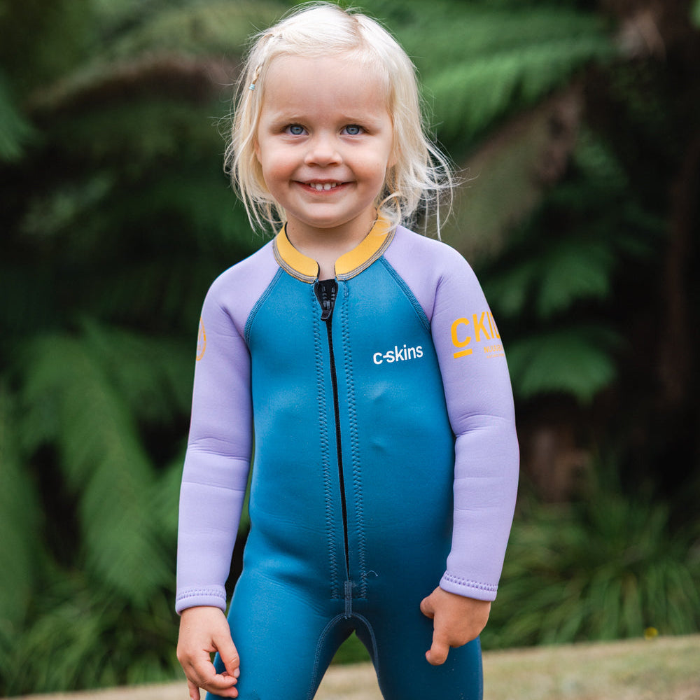 C-Skins NuWave C-KID Baby Front Zip Steamer Wetsuit 2026 - Steel Blue/ Lilac