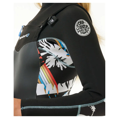 Rip Curl Dawn Patrol 3/2mm Womens Chest Zip Summer Wetsuit - Black/White/Multi - 2025 - Buy online today