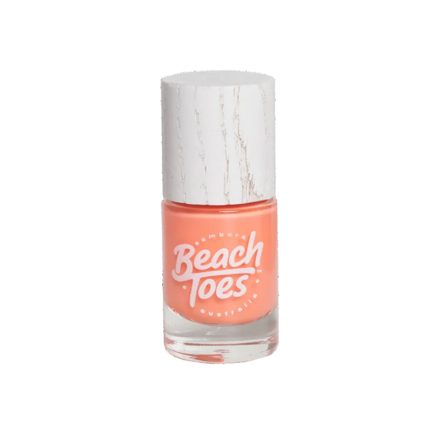 Pink nail polish with white lid on a white background