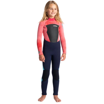 C-Skins Legend 4/3mm Back Zip Girls Wetsuit - Slate/Coral/Tie Dye