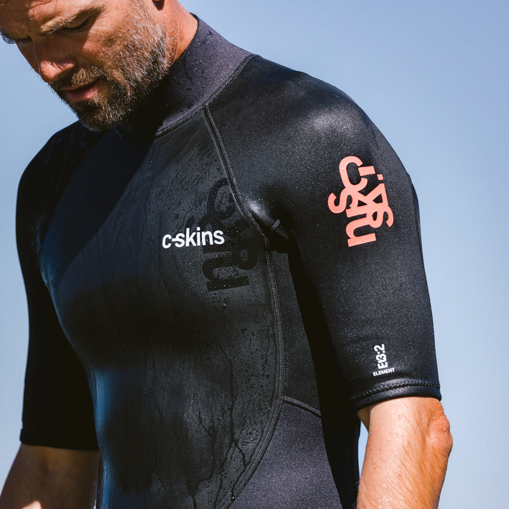 C-Skins Element 3/2mm Mens Back Zip Shorty Wetsuit 2026 - Anthracite/ Black/ Neon Flare