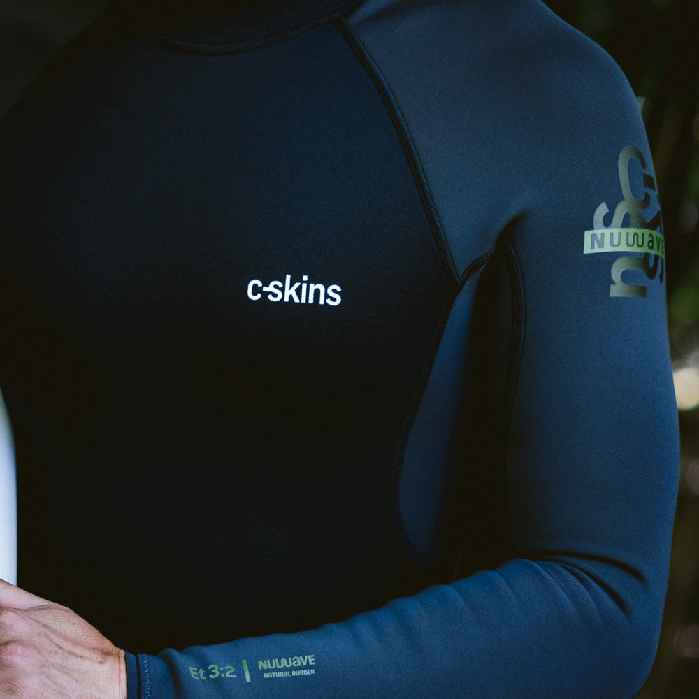 C-Skins NuWave Element 3/2mm Mens FL Back Zip Steamer in Black/Meteor/Olive