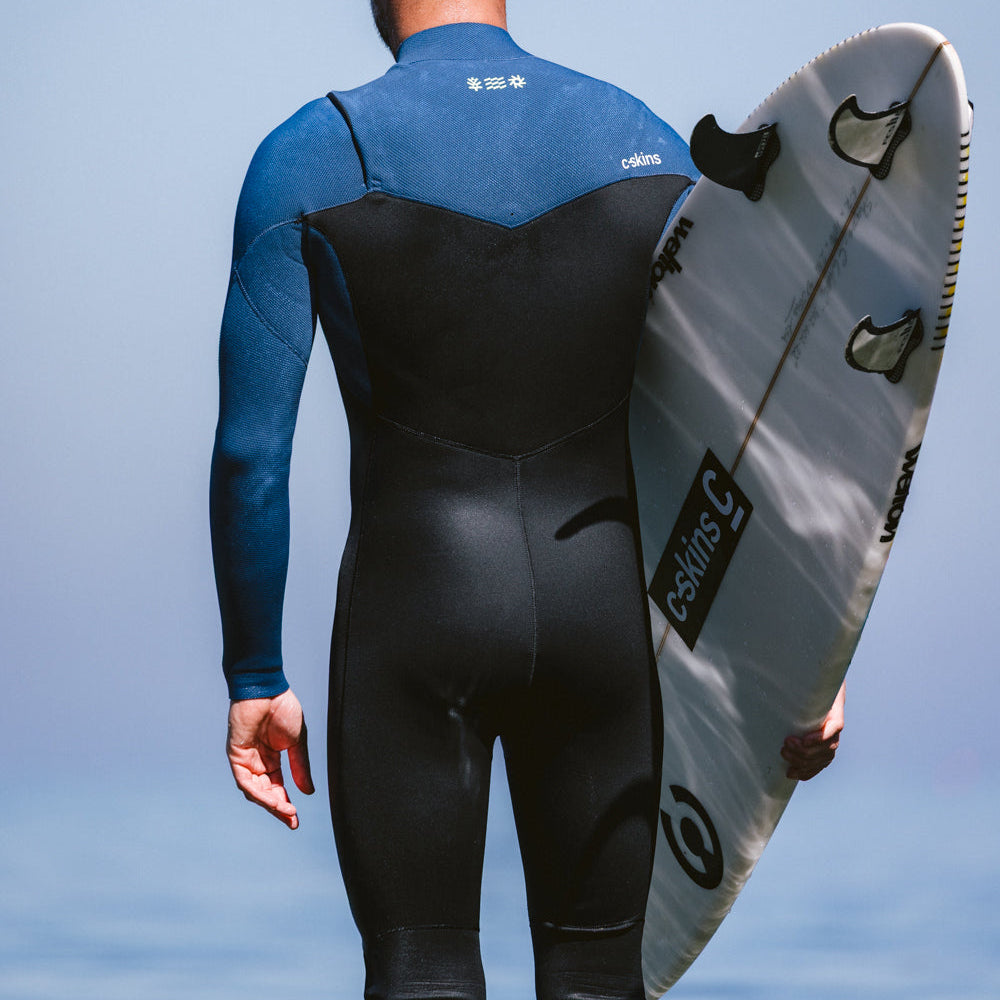 Combinaison été homme C-Skins NuWave Session 3/2 mm GBS à zip poitrine 2026 - Black/Steel Blue X /Lime