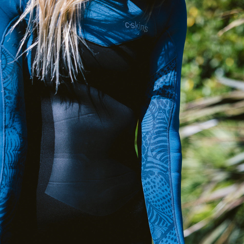 Combinaison C-Skins NuWave Surflite 3/2 mm femme GBS à zip dorsal 2026 - Black/Steel Blue