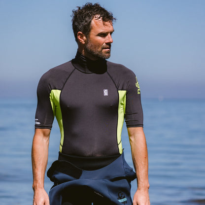 C-Skins NuWave Rash X Mens SS Vest - Anthracite / Lime