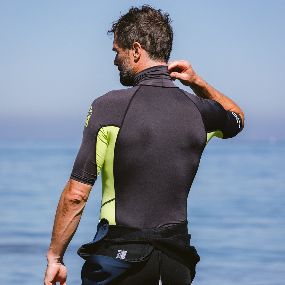 C-Skins NuWave Rash X Mens SS Vest - Anthracite / Lime