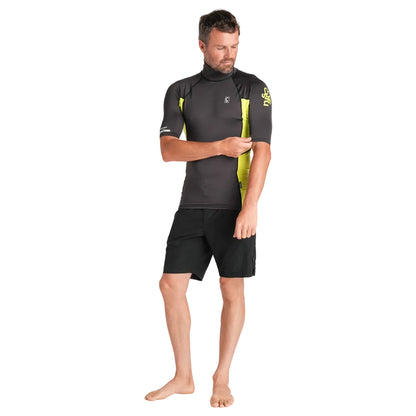 C-Skins NuWave Rash X Mens SS Vest - Anthracite / Lime