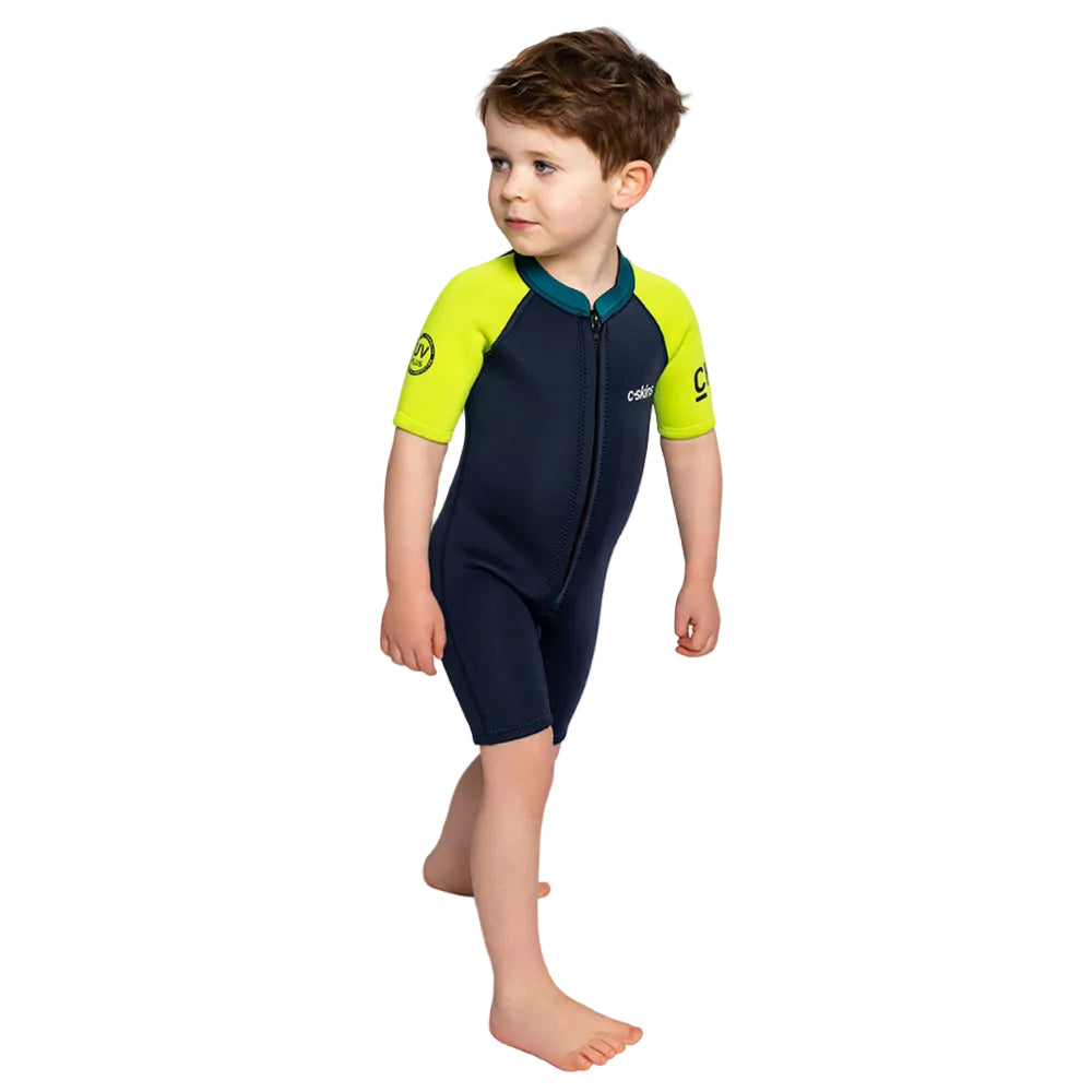 C-Skins NuWave C-KID Baby Front Zip Shorti Wetsuit 2026 - Bluestone/Lime