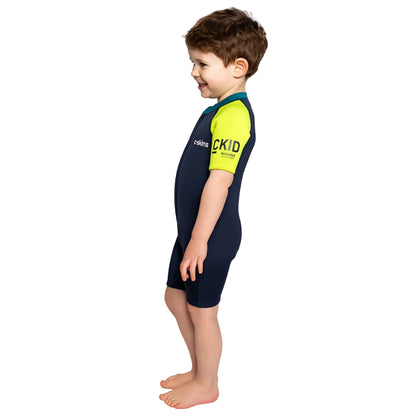 C-Skins NuWave C-KID Baby Front Zip Shorti Wetsuit 2026 - Bluestone/Lime