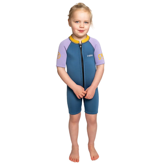 C-Skins NuWave C-KID Baby Front Zip Shorti Wetsuit 2026 - Steel Blue/Lilac