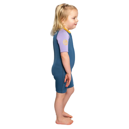C-Skins NuWave C-KID Baby Front Zip Shorti Wetsuit 2026 - Steel Blue/Lilac