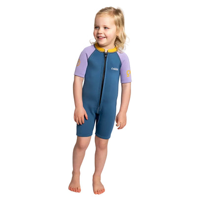 C-Skins NuWave C-KID Baby Front Zip Shorti Wetsuit 2026 - Steel Blue/Lilac