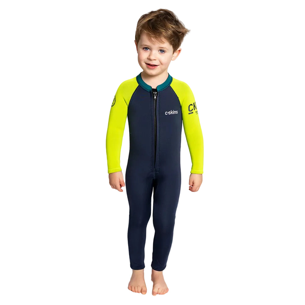 C-Skins NuWave C-KID Baby Front Zip Steamer Wetsuit in Bluestone/Lime