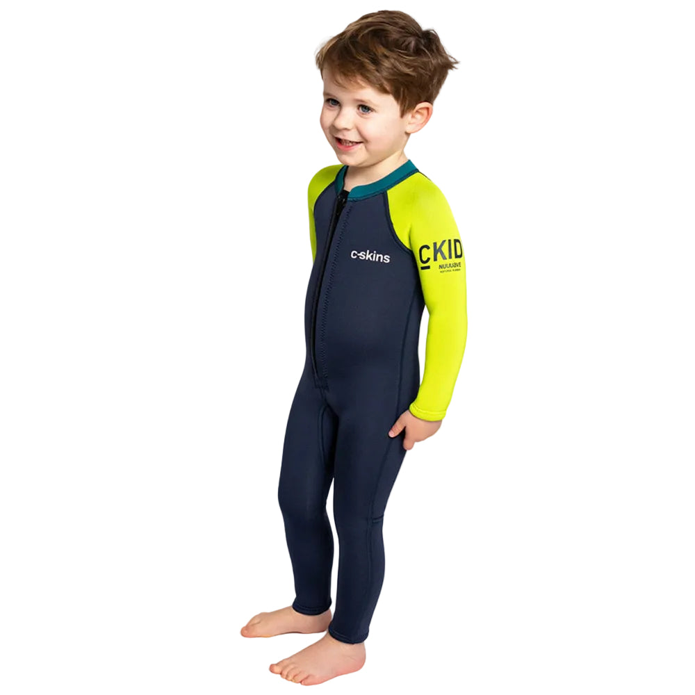 C-Skins NuWave C-KID Baby Front Zip Steamer Wetsuit 2026 - Bluestone/Lime