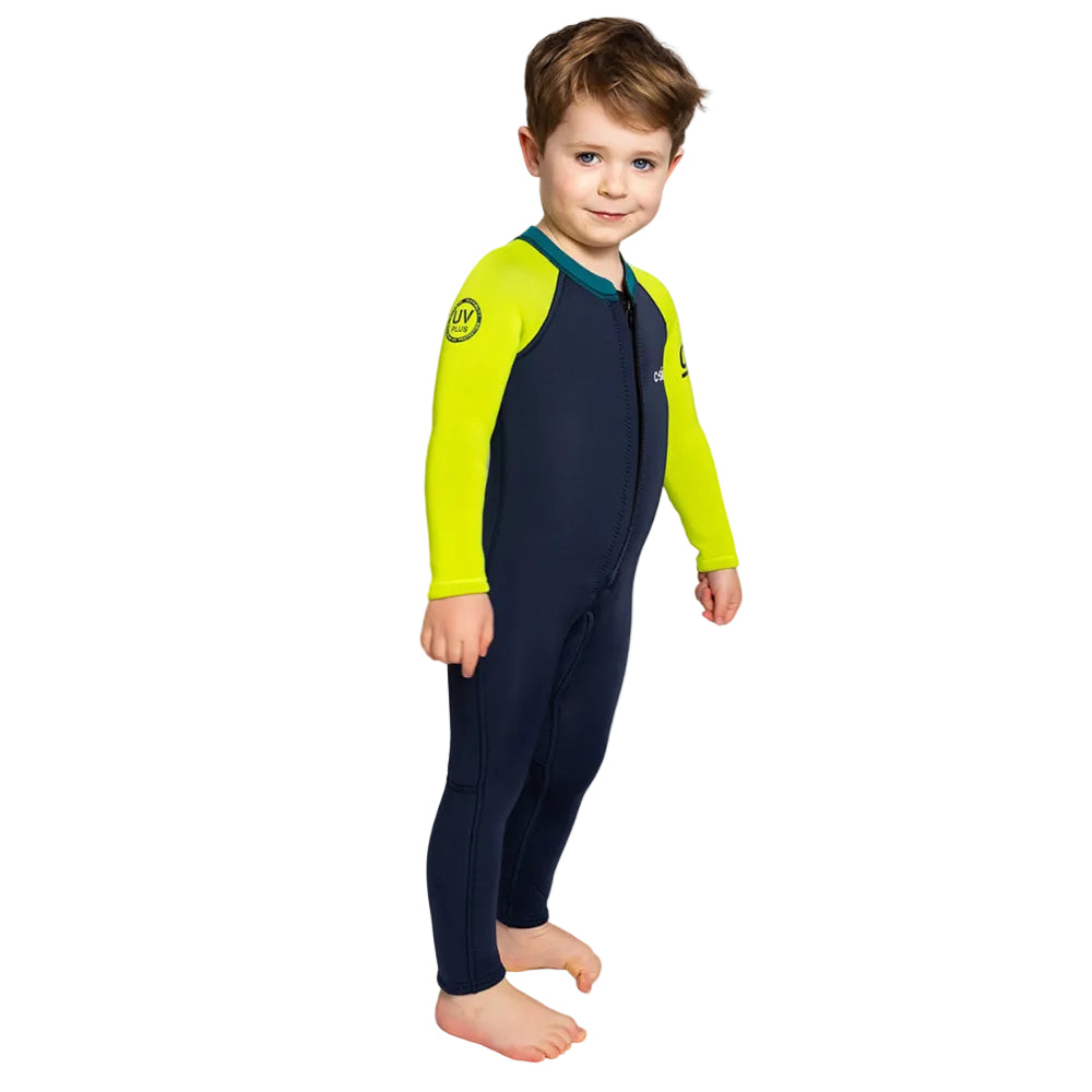 C-Skins NuWave C-KID Baby Front Zip Steamer Wetsuit 2026 - Bluestone/Lime