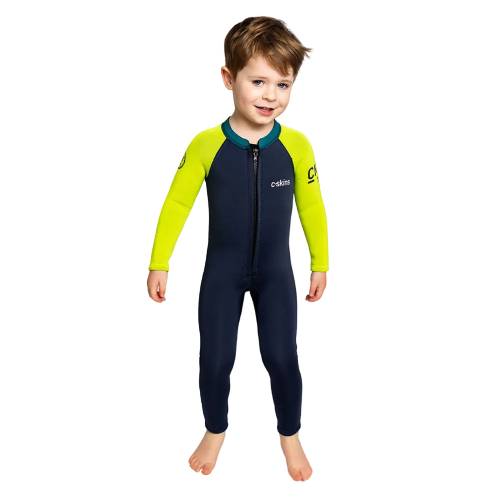 C-Skins NuWave C-KID Baby Front Zip Steamer Wetsuit 2026 - Bluestone/Lime