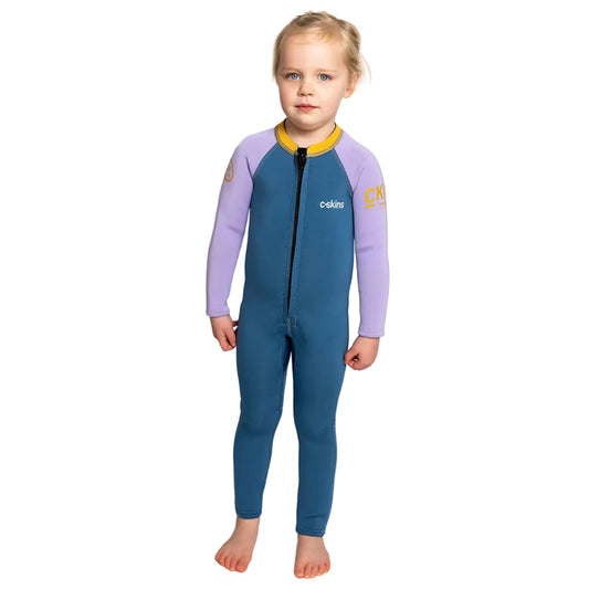 C-Skins NuWave C-KID Baby Front Zip Steamer Wetsuit 2026 - Steel Blue/ Lilac