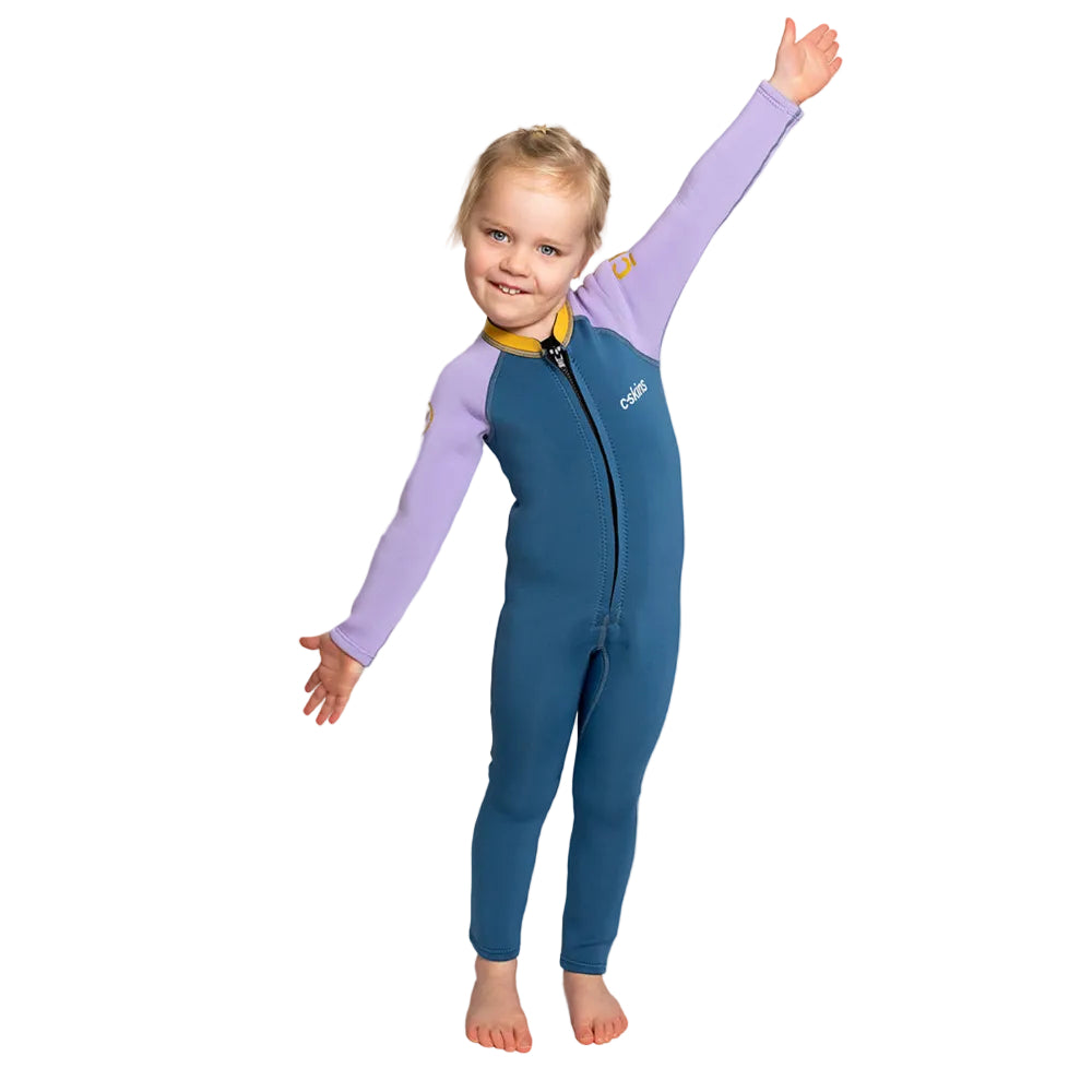 C-Skins NuWave C-KID Baby Front Zip Steamer Wetsuit 2026 - Steel Blue/ Lilac