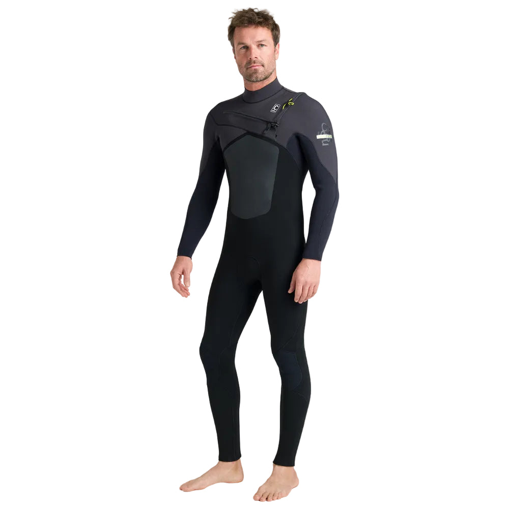C-Skins NuWave ReWired 5/4mm Mens GBS Chest Zip Winter Wetsuit 2026 - Black/Meteor/Lime
