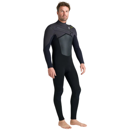 Combinaison intégrale homme C-Skins NuWave ReWired 5/4 mm GBS à zip poitrine 2026 - Black/Meteor/Lime