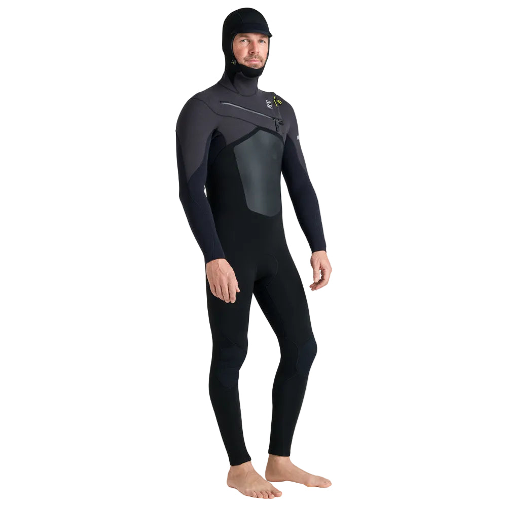 C-Skins NuWave ReWired 5/4mm Mens GBS Hooded Winter Wetsuit 2026 - Black / Meteor / Lime