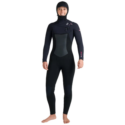 C-Skins NuWave ReWired 6/5mm Womens GBS Hooded Winter Wetsuit in Black / Rose