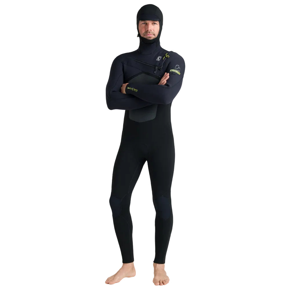 C-Skins NuWave ReWired 6/5 mm GBS homme avec cagoule intégrée 2026 - Black / Lime