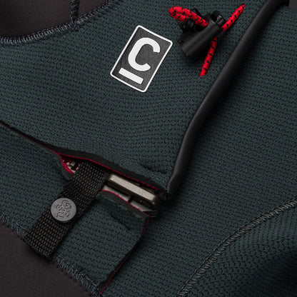 C-Skins NuWave Session 5/4 mm GBS junior avec cagoule intégrée 2026 - Meteor / Forest Green / Red