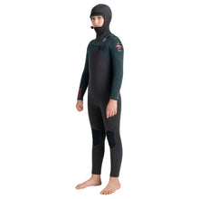C-Skins NuWave Session 5/4 mm GBS junior avec cagoule intégrée 2026 - Meteor / Forest Green / Red