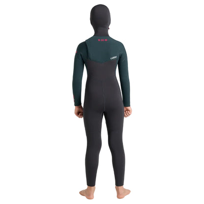 C-Skins NuWave Session 5/4 mm GBS junior avec cagoule intégrée 2026 - Meteor / Forest Green / Red