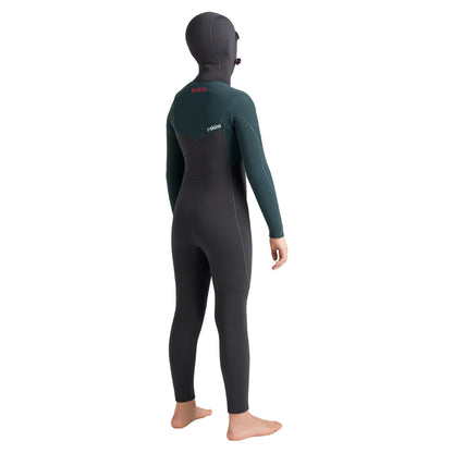 C-Skins NuWave Session 5/4 mm GBS junior avec cagoule intégrée 2026 - Meteor / Forest Green / Red