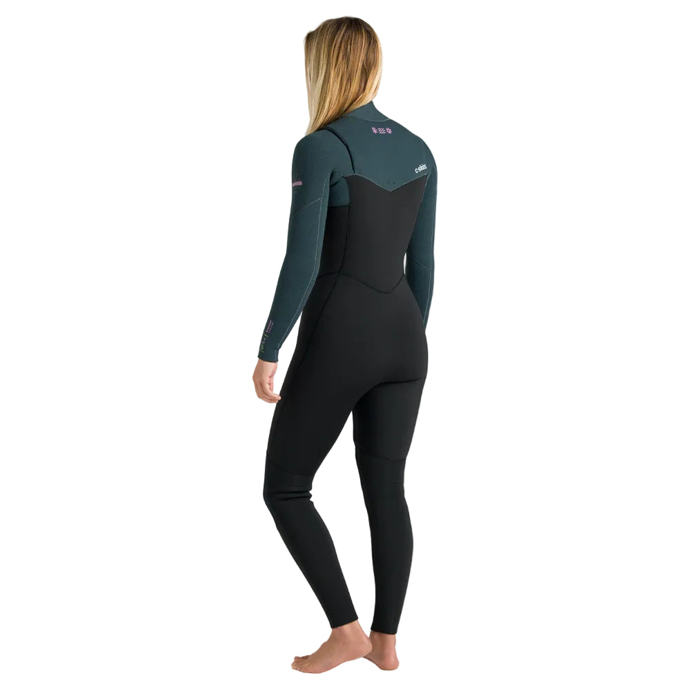 C-Skins NuWave Solace 5/4/3mm Womens GBS Chest Zip Winter Wetsuit 2026 - Black / Forest Green / Mulberry