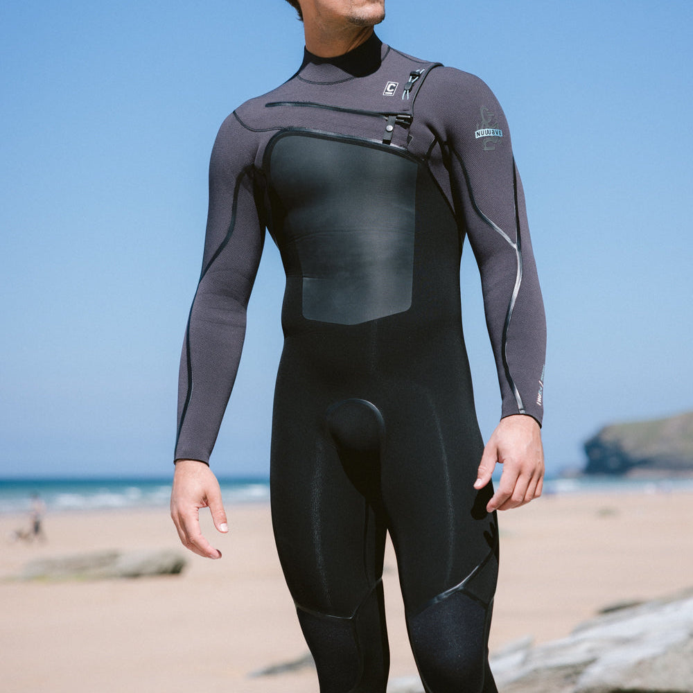 C-Skins NuWave Wired 5/4mm Mens LQS Chest Zip Winter Wetsuit 2026 - Black / Meteor / Blue