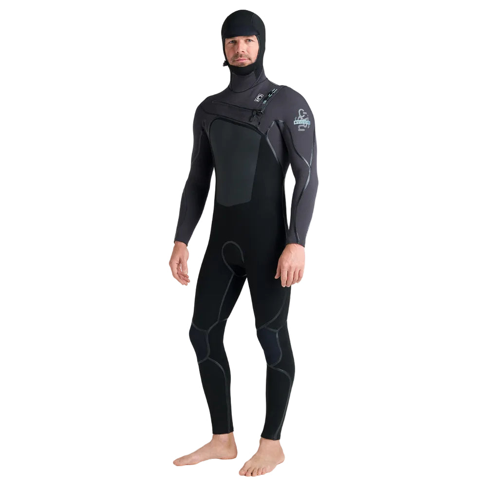 C-Skins NuWave Wired 5/4mm Mens LQS Hooded Winter Wetsuit in Black / Meteor / Blue