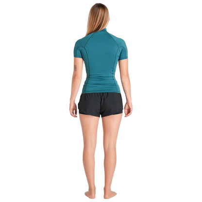 C-Skins NuWave Rash X Womens Short Sleeve Rash Vest - Emerald/Light Blue