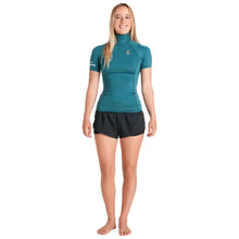 C-Skins NuWave Rash X Womens Short Sleeve Rash Vest - Emerald/Light Blue