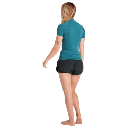 C-Skins NuWave Rash X Womens Short Sleeve Rash Vest - Emerald/Light Blue