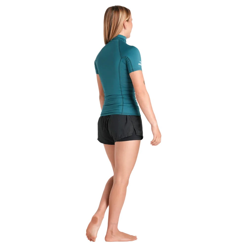 C-Skins NuWave Rash X Womens Short Sleeve Rash Vest - Emerald/Light Blue