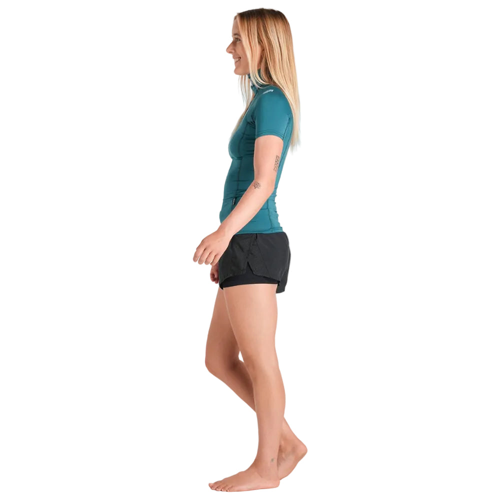 C-Skins NuWave Rash X Womens Short Sleeve Rash Vest - Emerald/Light Blue
